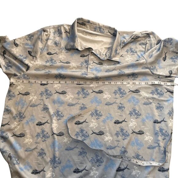 Huk Men's Performance KC Pursuit Printed Polo Shirt Marolina Blue Size XXXL - Picture 5 of 6